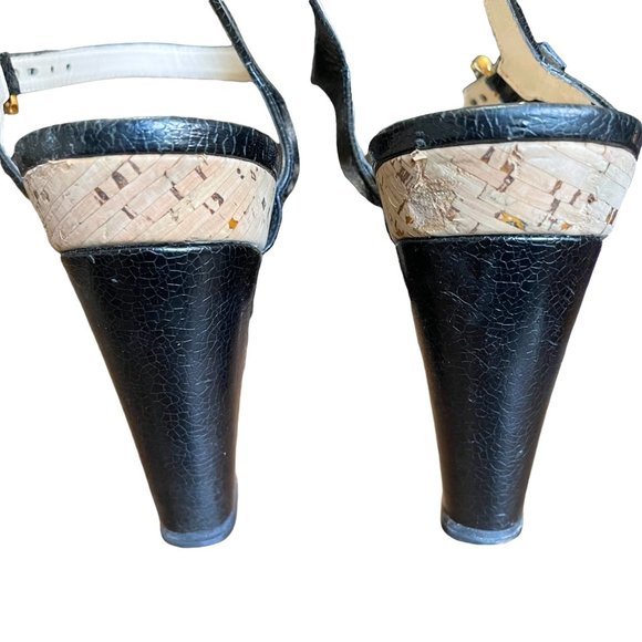 Prada Black and Cork Wedge Sandals Size 40 - Picture 6 of 9
